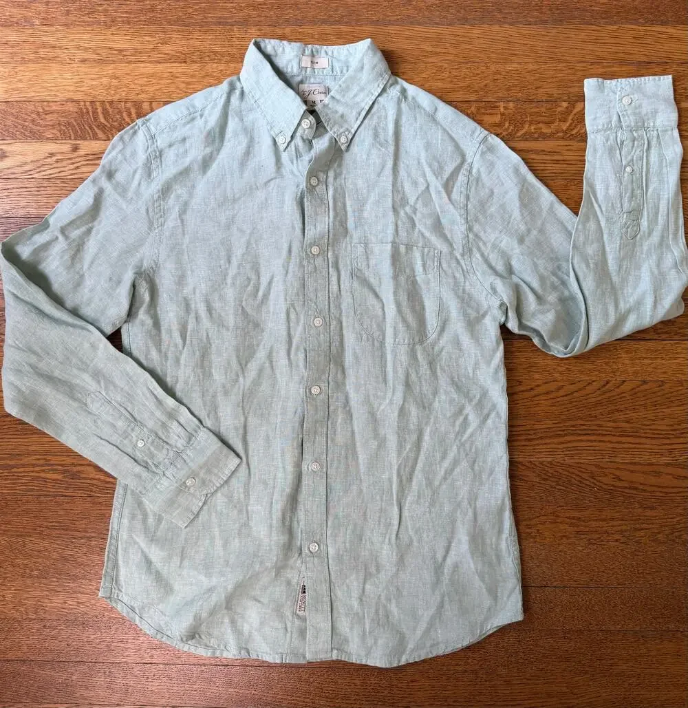 J. Crew Men's Irish Linen Button Down Shirt Size Medium